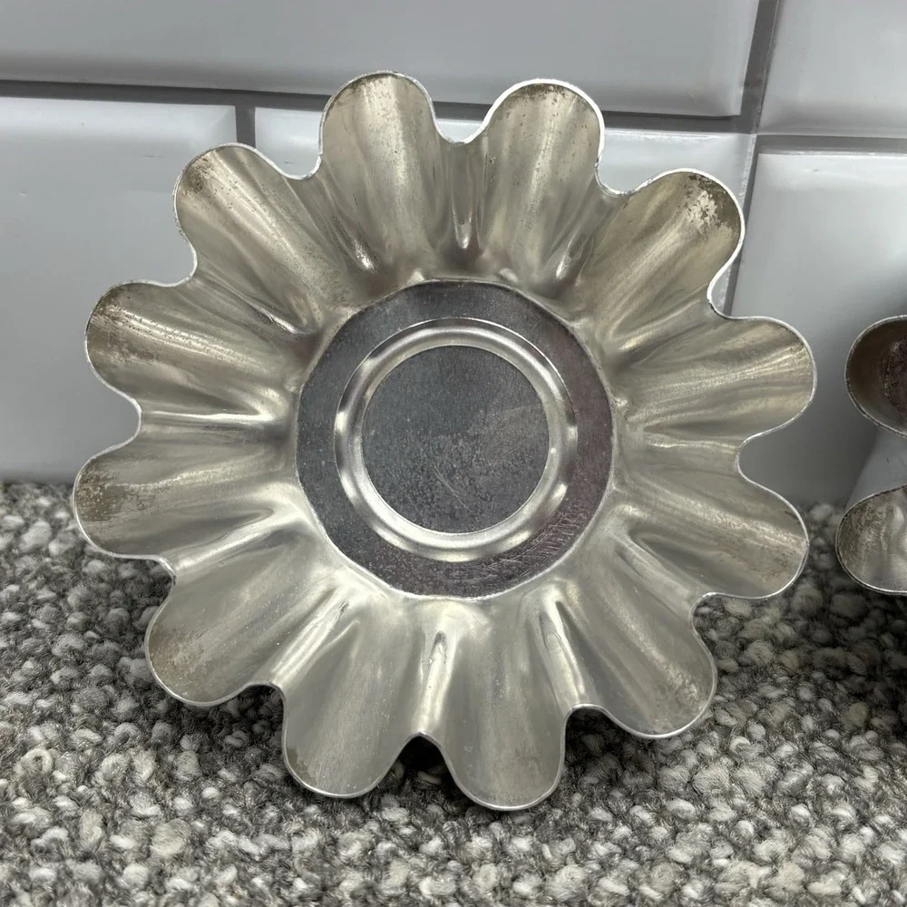Aluminum‎ Molds VTG Scalloped Fluted Metal Tins Lot Of 9 Jello Cake